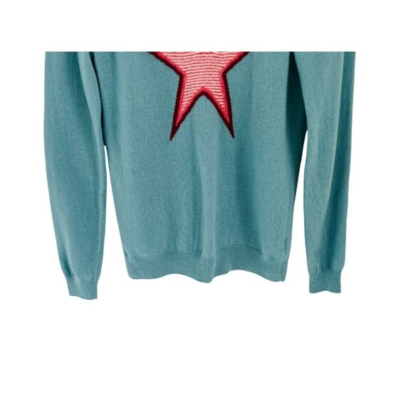 WoolOvers Mint Green Wool Sweater With Pink & Red Star Embroidery - Picture 5 of 10